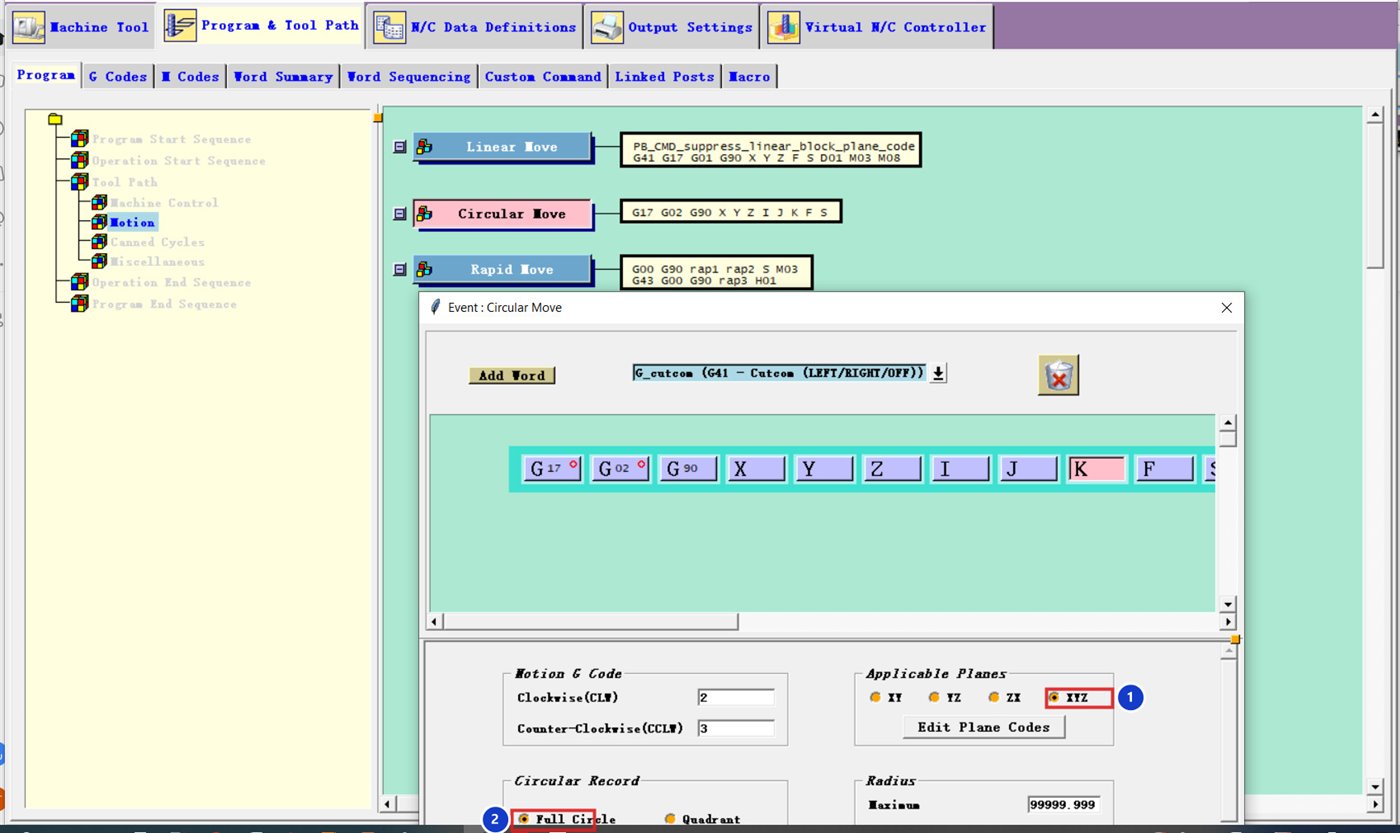 Event Circular Move: Applicable Planes XYZ và Circular Record Full Circle