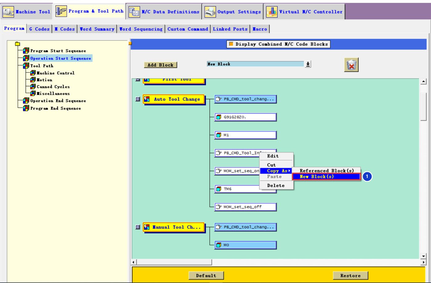 Menu chuột phải Copy As New Block trong Auto Tool Change
