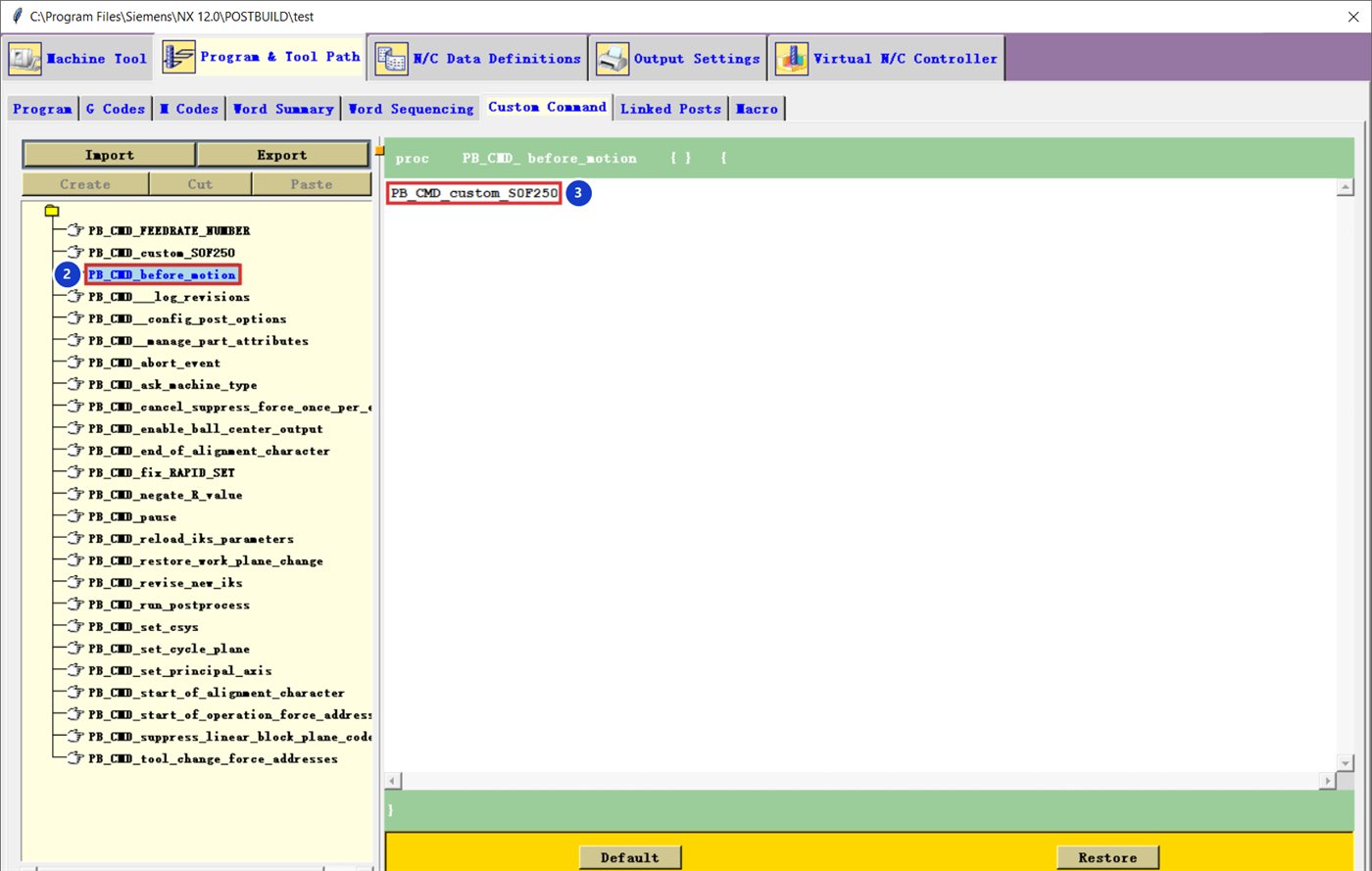 PB_CMD_before_motion chứa dòng PB_CMD_custom_S0F250